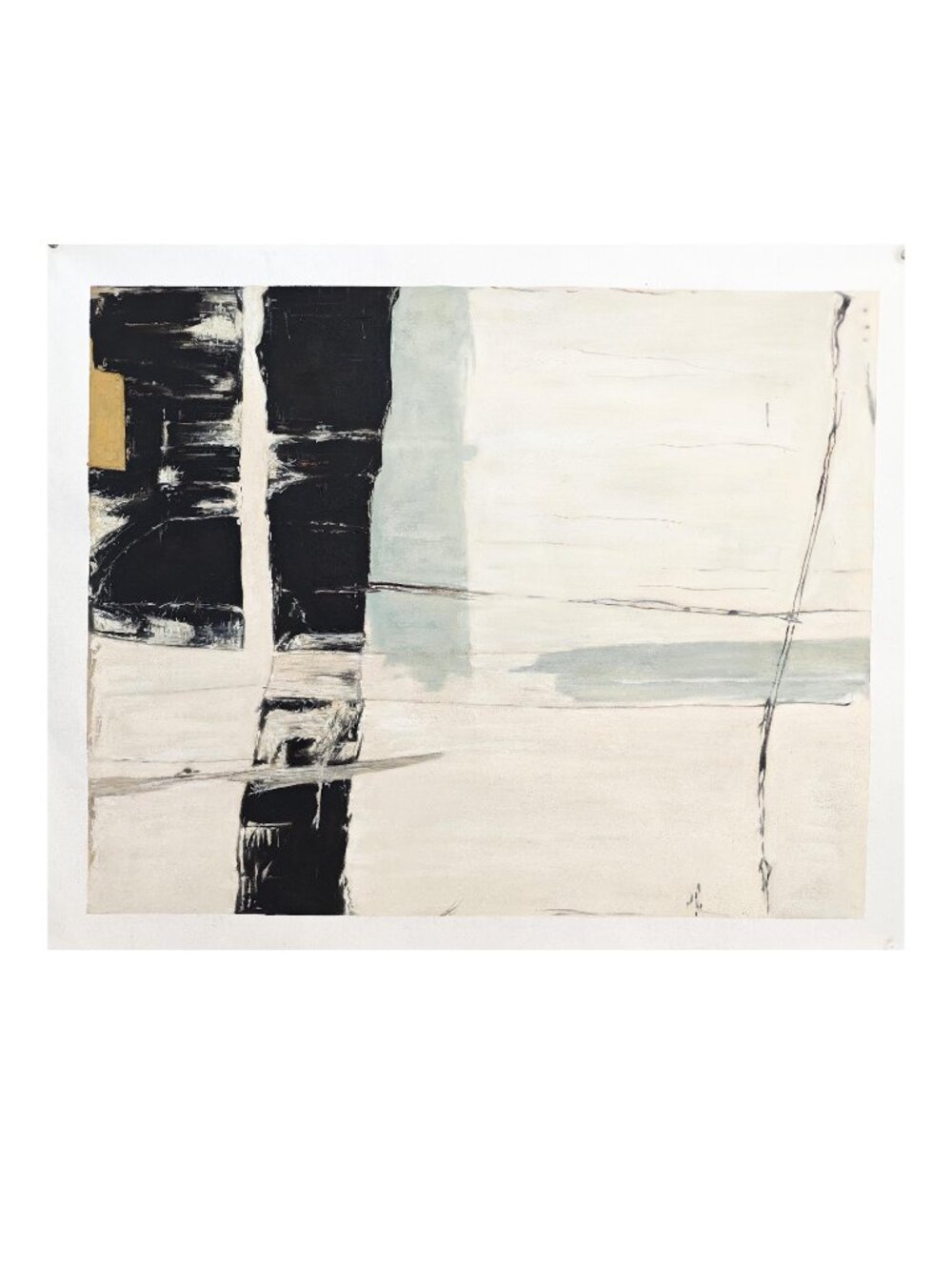 Blue and Black Abstract Oil Painting on Canvas